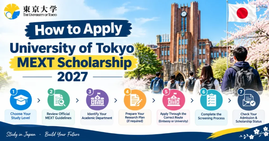 University of Tokyo MEXT Scholarship 2027 application process in seven steps