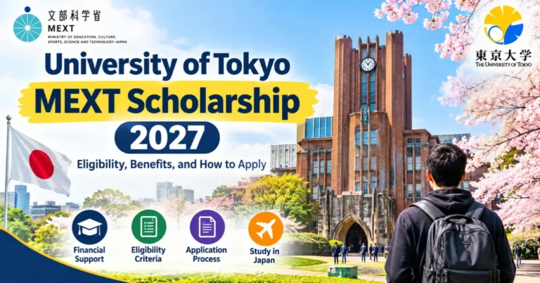 University of Tokyo MEXT Scholarship 2027 with eligibility, benefits, and application information